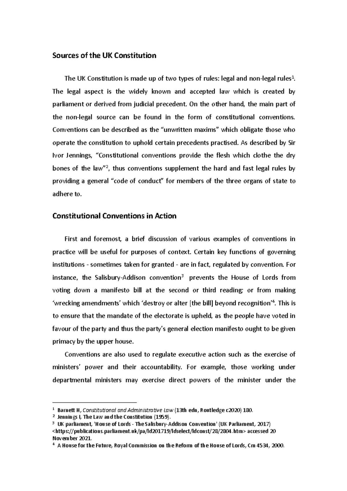 Public Law Assignment - Sources of the UK Constitution The UK ...