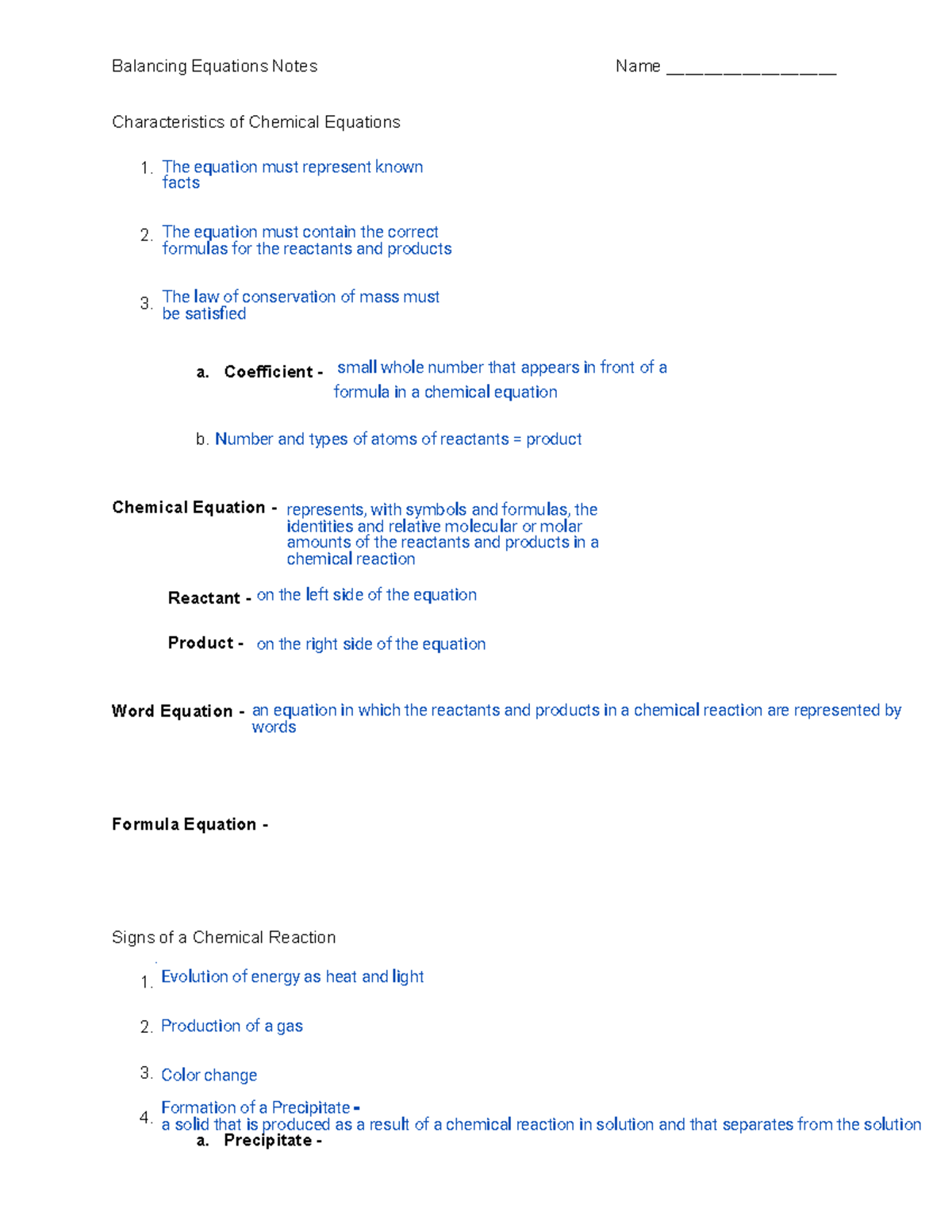 Kami Export - Balancing Equations Notes - Balancing Equations Notes ...