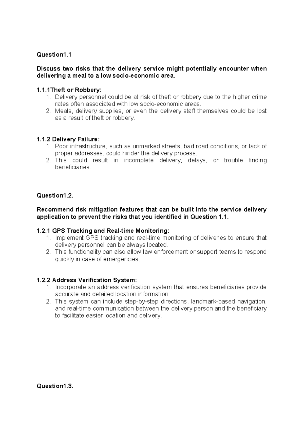 INF3708 Assignment 3: Risks and Mitigation in Meal Delivery Services ...