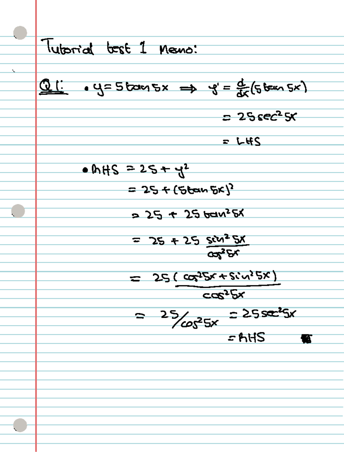 CT 1 Memo: Tutorial Test 1 Solutions and Explanations - Studocu