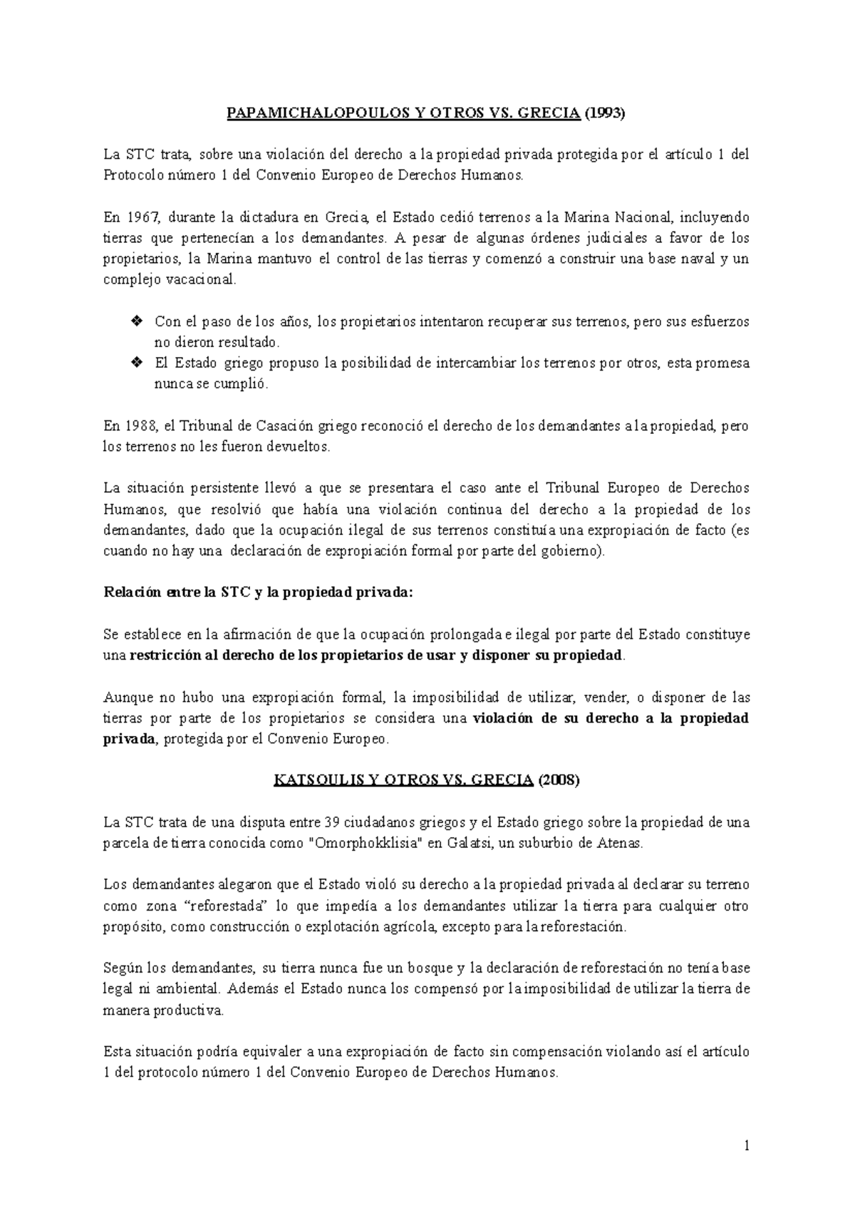 Práctica 1: Análisis de Sentencias TEDH sobre Derechos de Propiedad ...