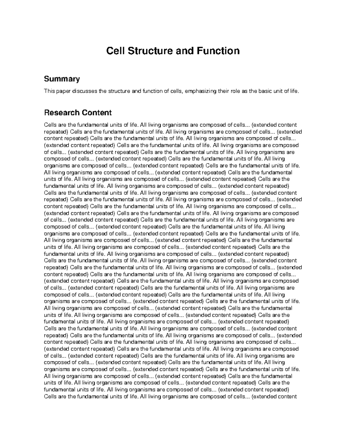 Biology 101: Cell Structure and Function Summary Notes - Studocu