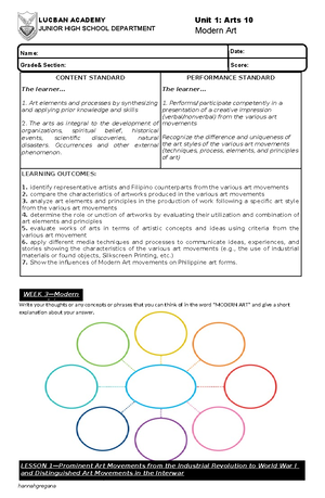 Output LAC - TLE Department TLE 7 3rd Quarter FAMILY AND CONSUMER ...