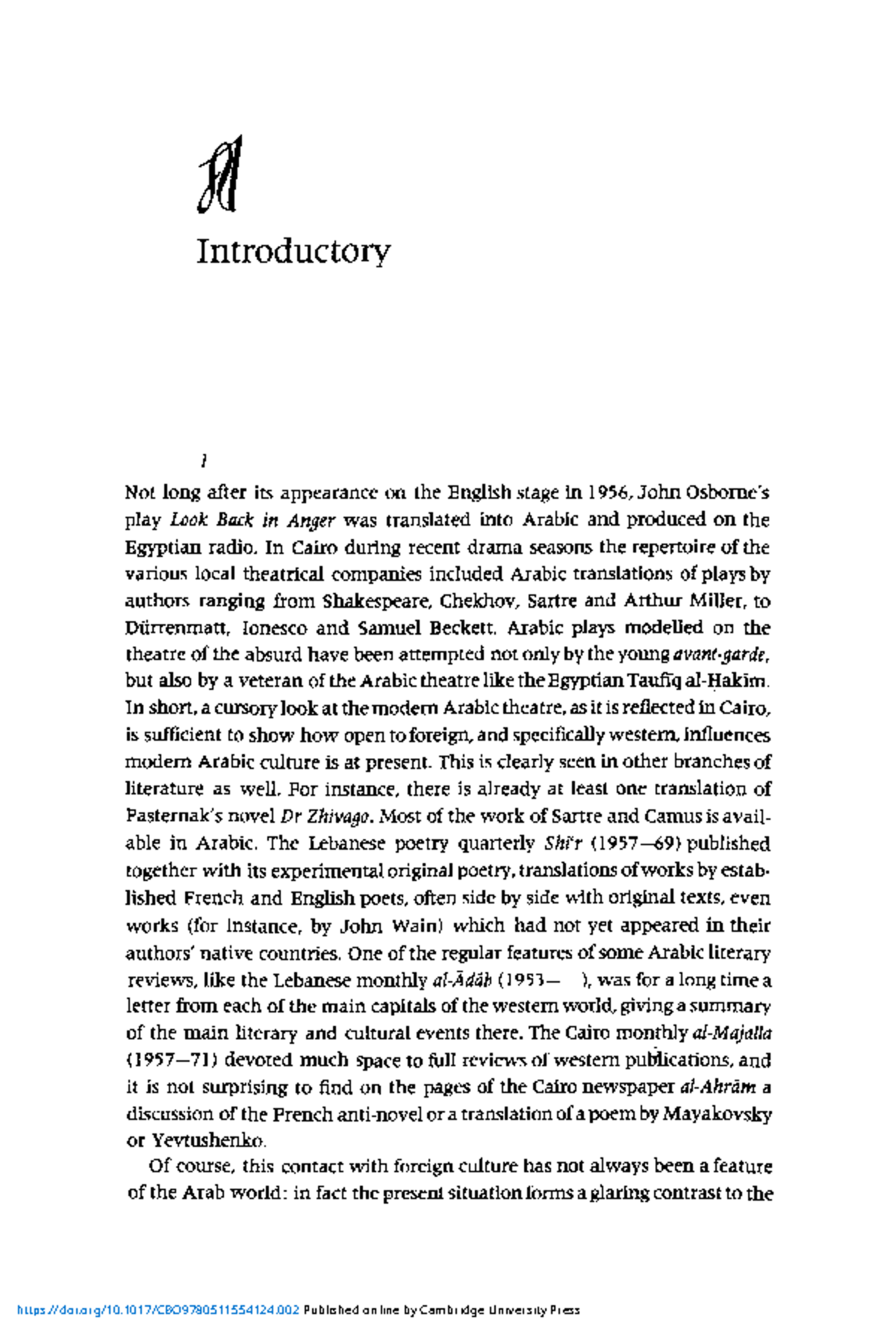 Introductory Overview of Modern Arabic Literature and Western Influence ...