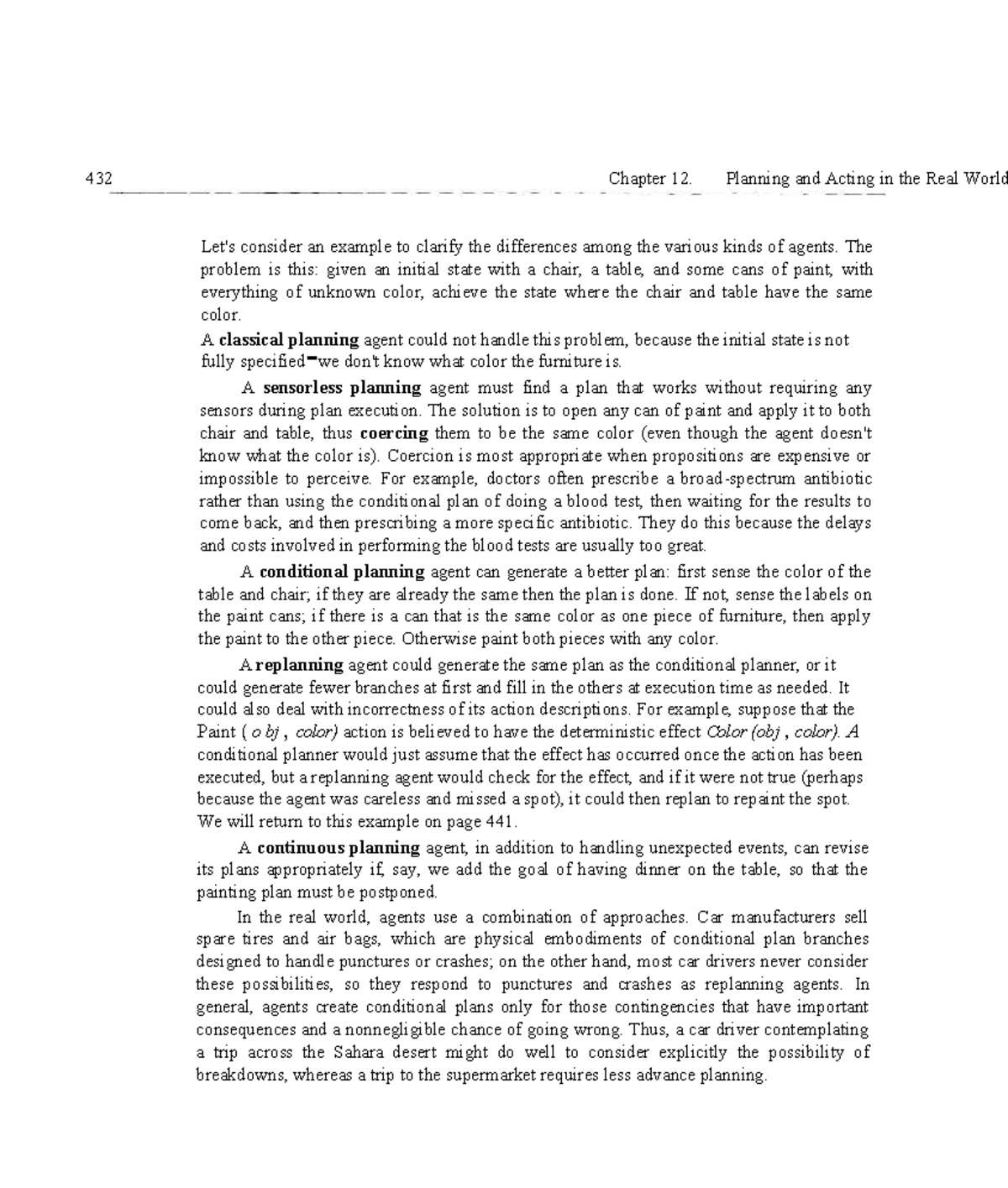 432 Chapter 12: Planning and Acting in the Real World - Agent Types ...