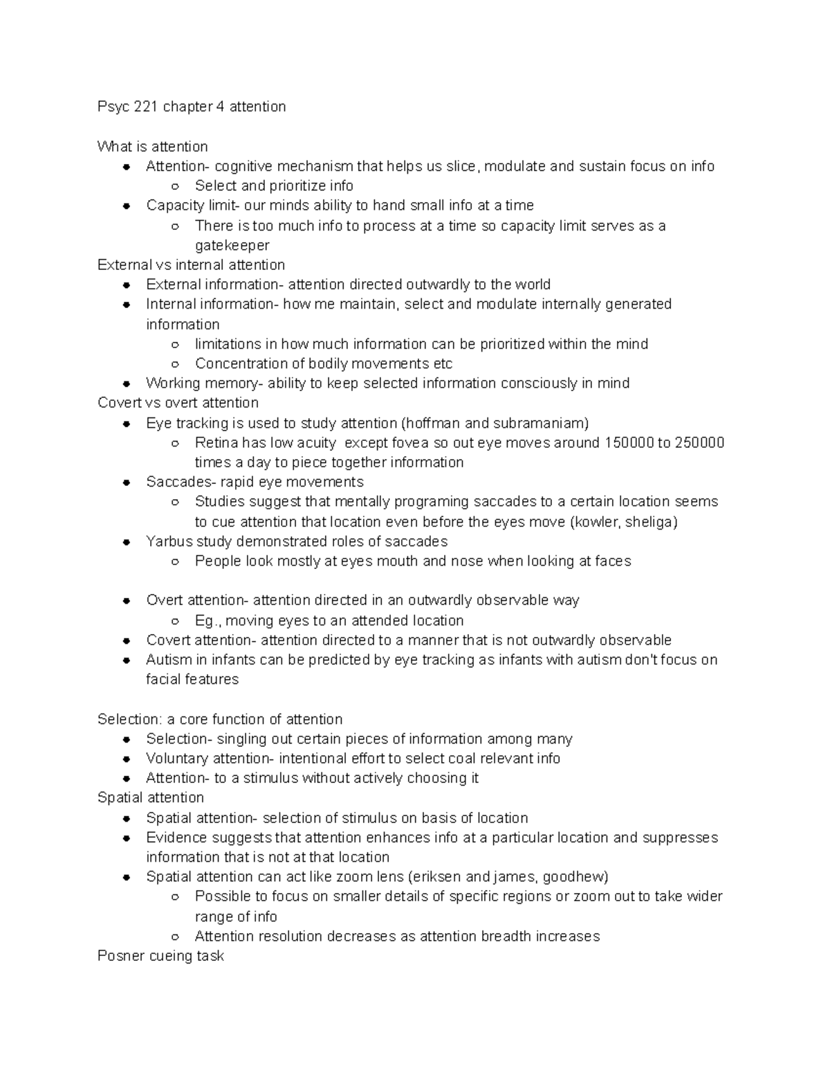 Psyc 221 chapter 4 notes - Psyc 221 chapter 4 attention What is ...