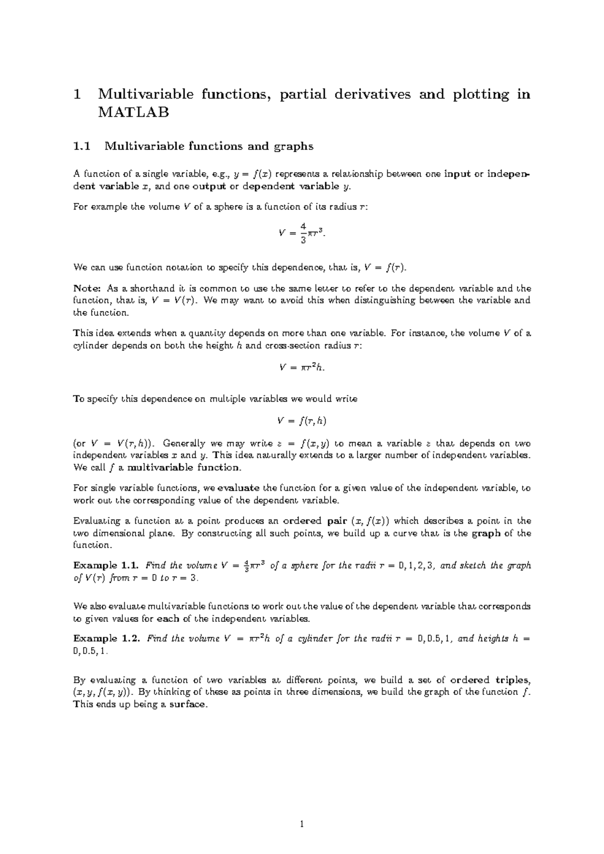 1 multivariable functions partial derivatives - , y = f (x) represents ...
