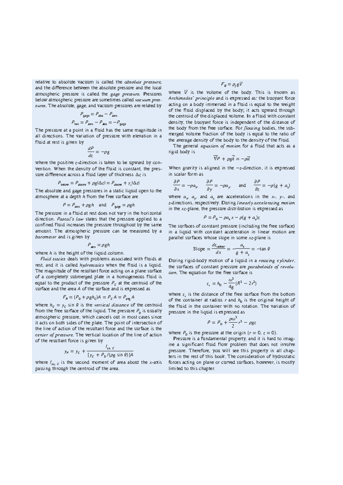 114 Pressure and Fluid Statics Summary for Engineering Students - Studocu