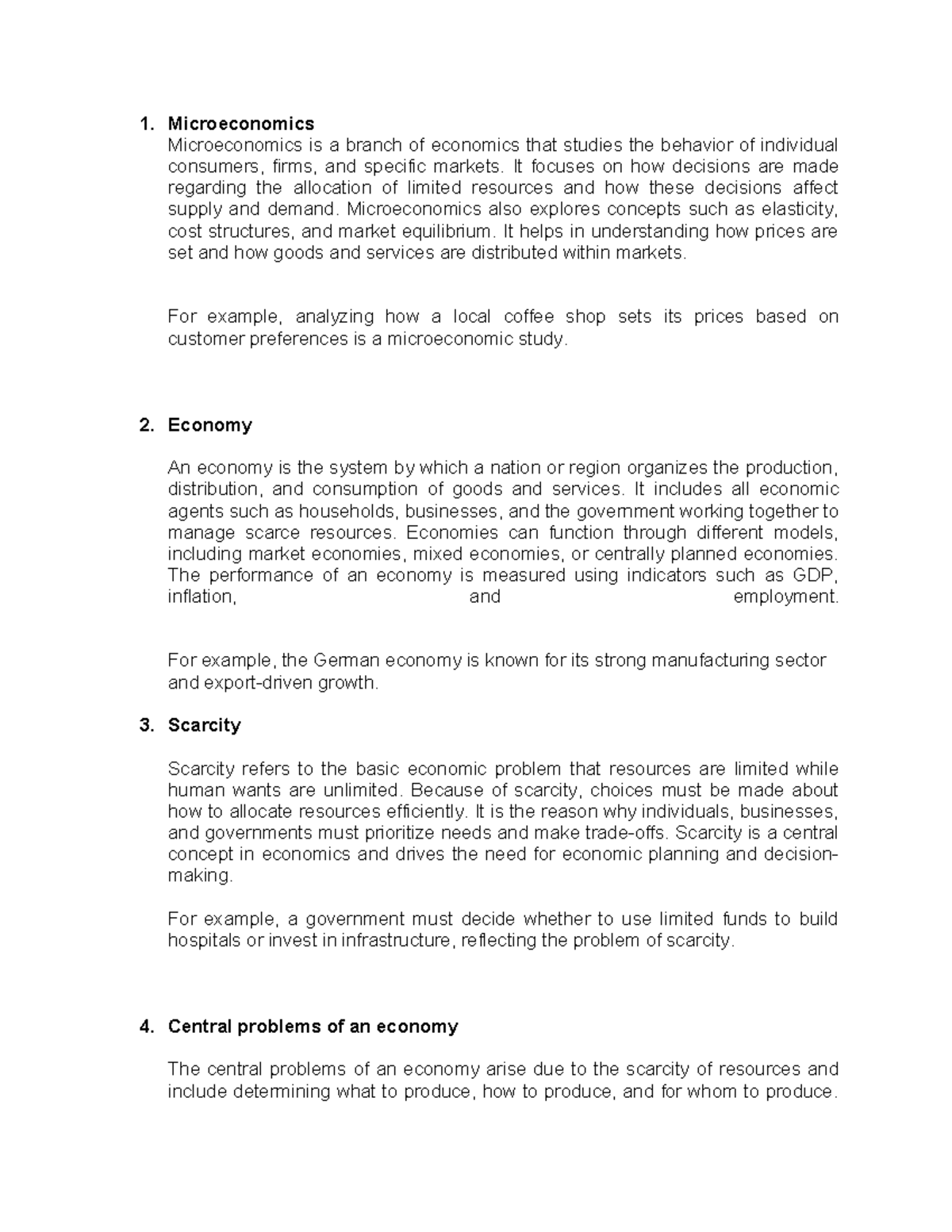 Microeconomics - Key Concepts and Principles Overview - Studocu