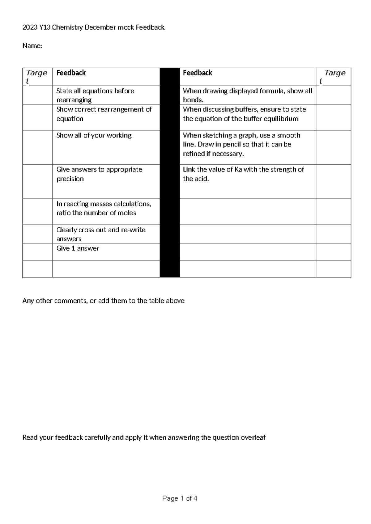 2023 Y13 Chemistry Dec Mock Feedback & Guidelines - Studocu
