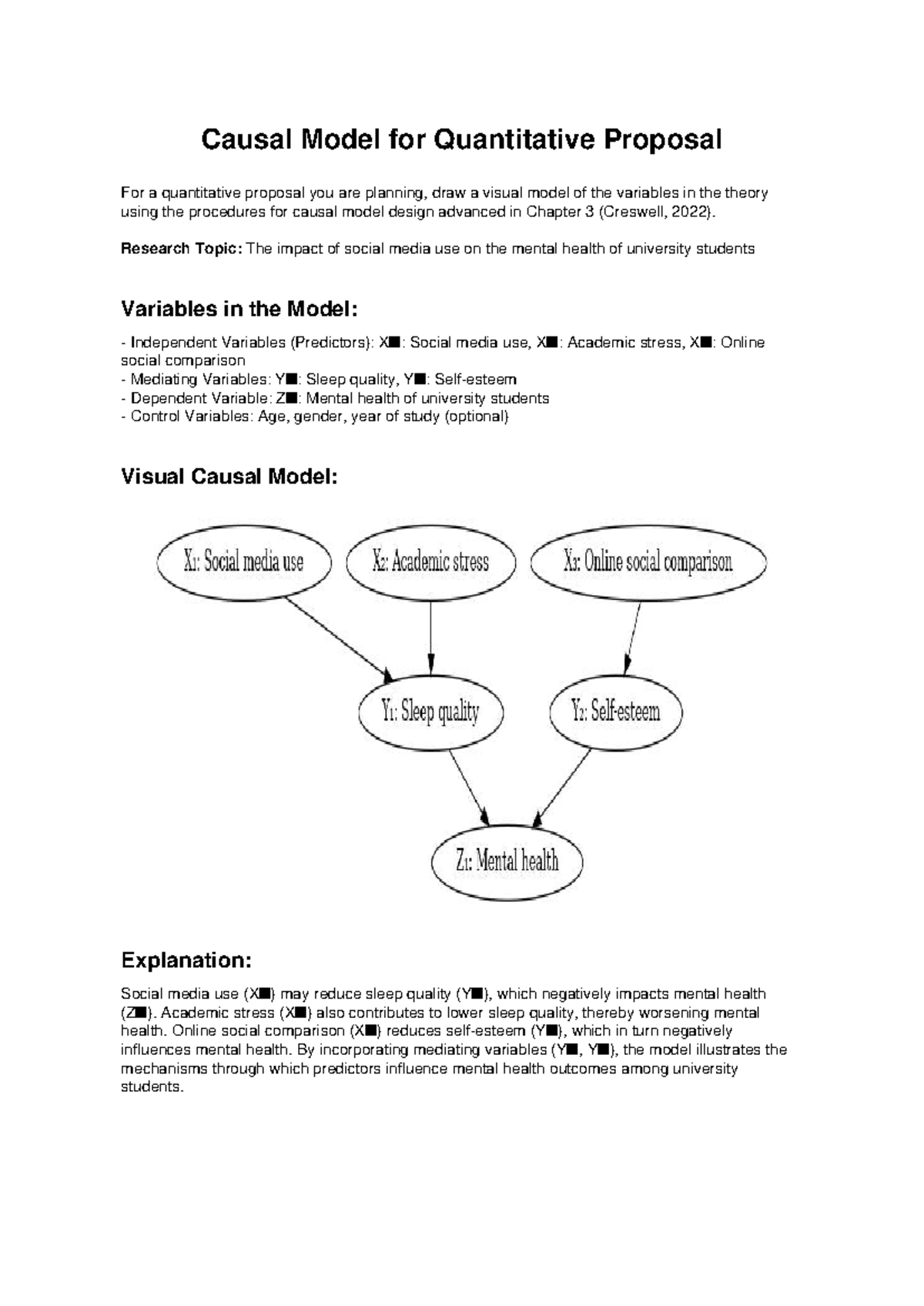Causal Model for Quantitative Proposal: Social Media & Mental Health ...