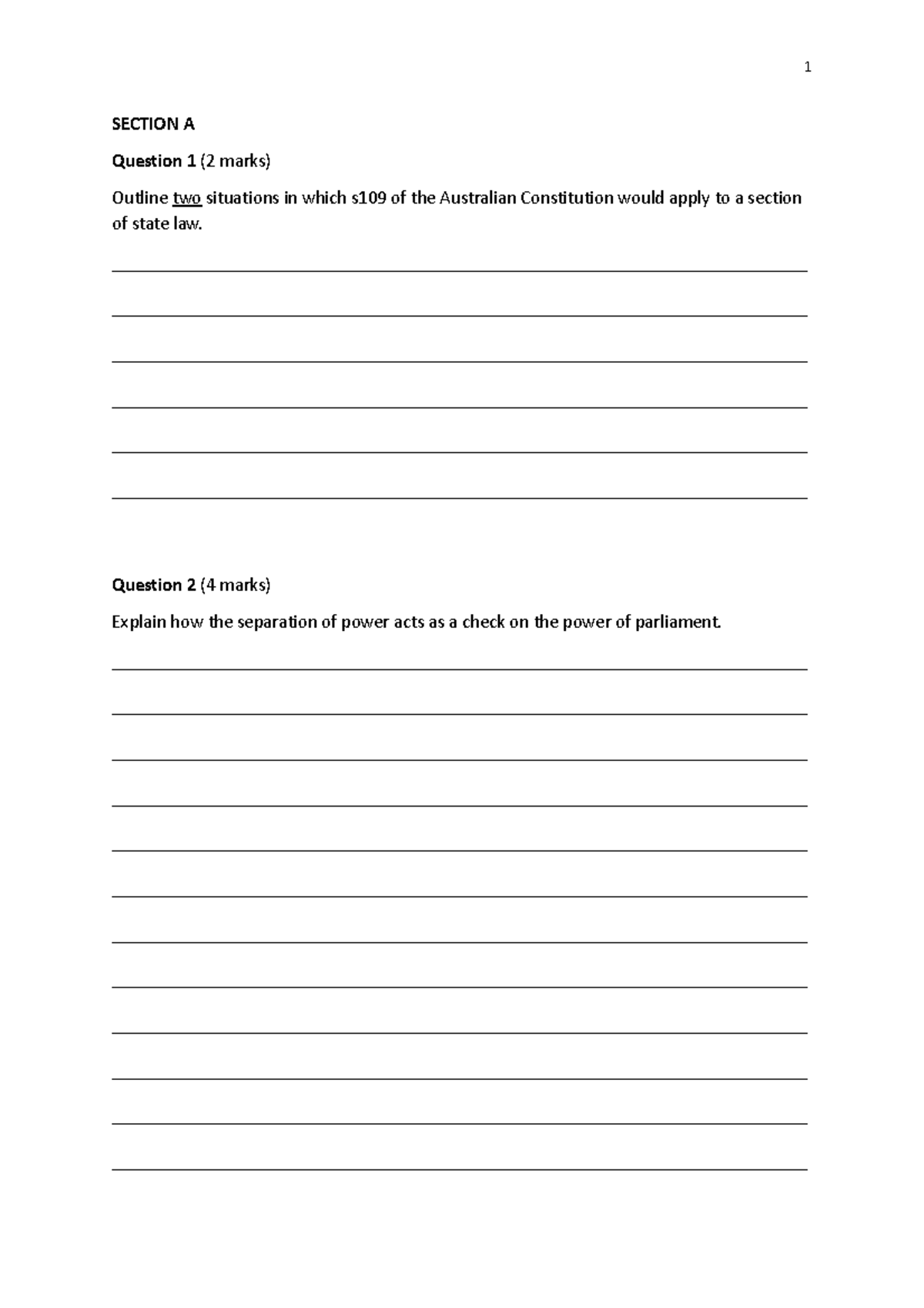 Unit 4 AOS 4 SAC 1 Practice Questions and Answer Guidelines - Studocu