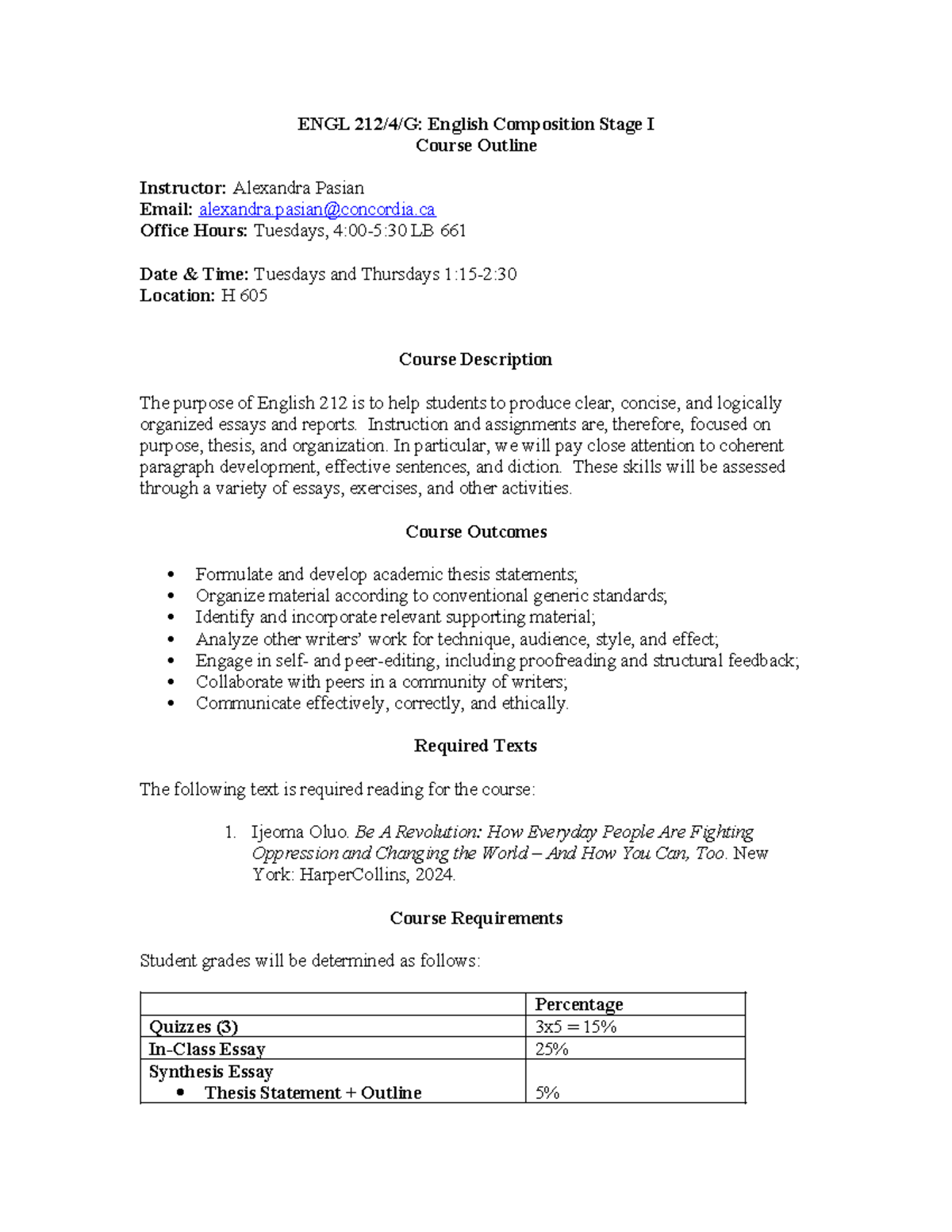 Course Description - Outline - ENGL 212/4/G: English Composition Stage ...