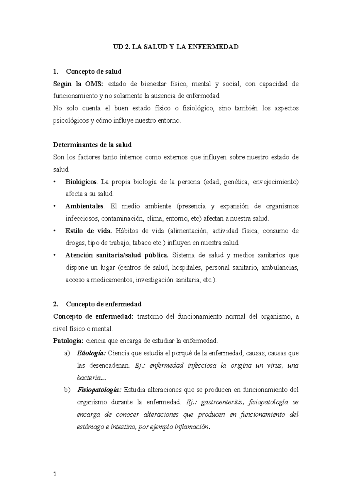UD 2. Conceptos Clave sobre Salud y Enfermedad en Medicina - Studocu