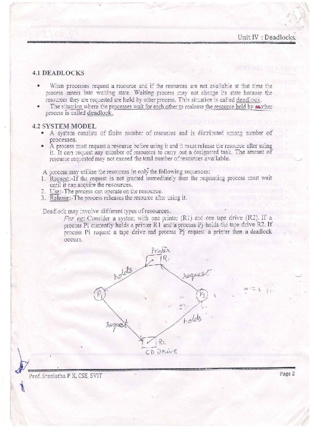 M3 - Unit IV: Deadlocks and Resource Management Notes - Studocu