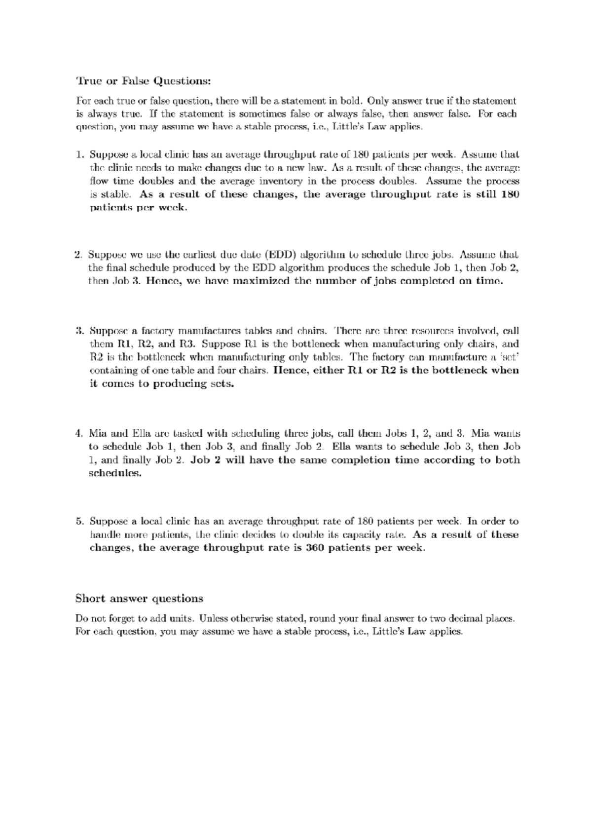 Homework 2 - True or False & Short Answer Questions Review - Studocu