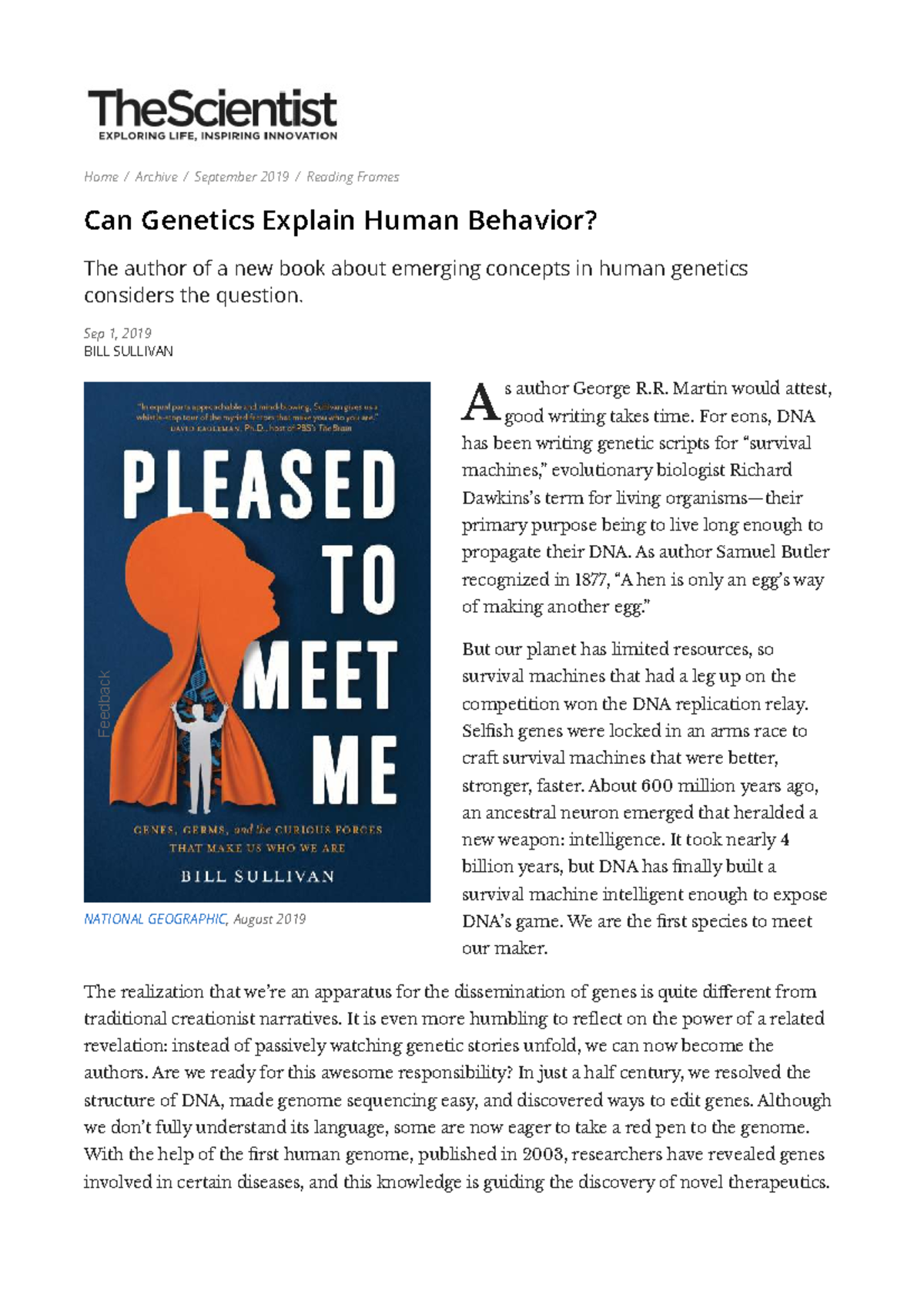 Behavioral genetics - genetic behavior lecuture note - NATIONAL ...