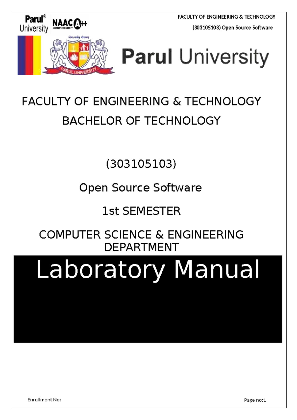 B.Tech 1st Sem (303105103) Open Source Software Lab Manual - Studocu