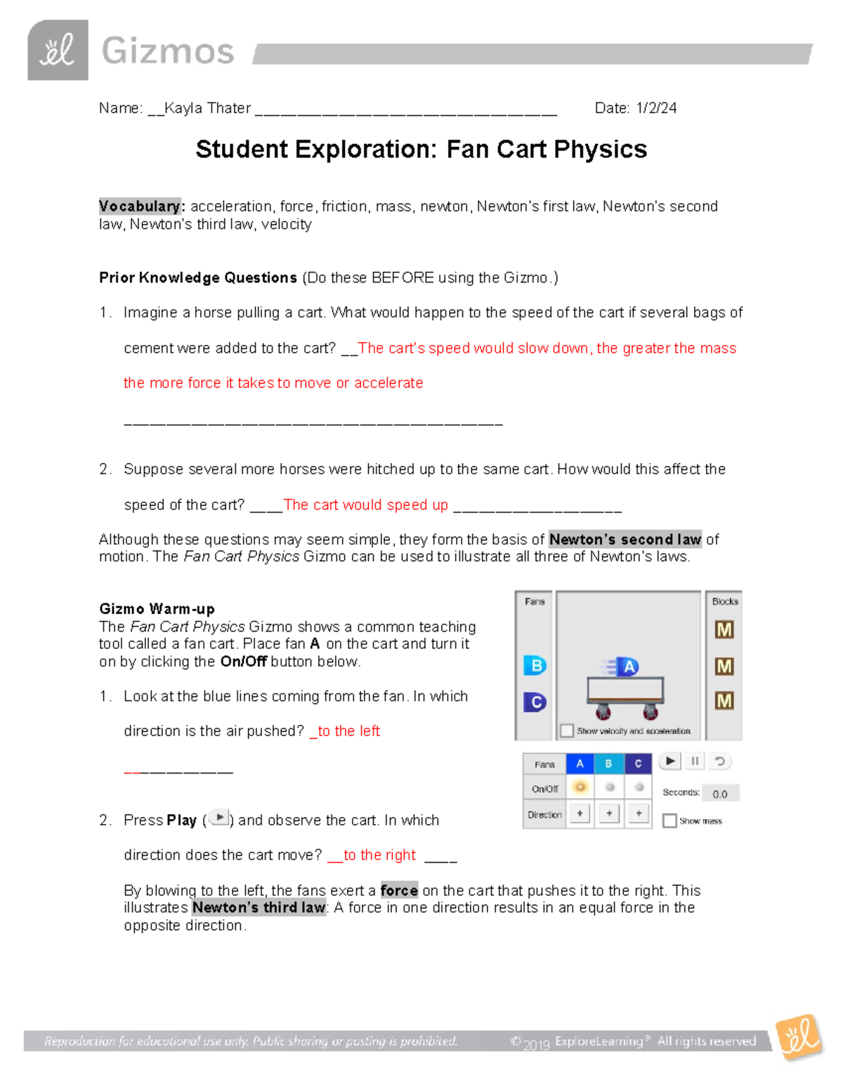 Fan Cart Physics Exploration 2020 - Understanding Forces and Motion ...