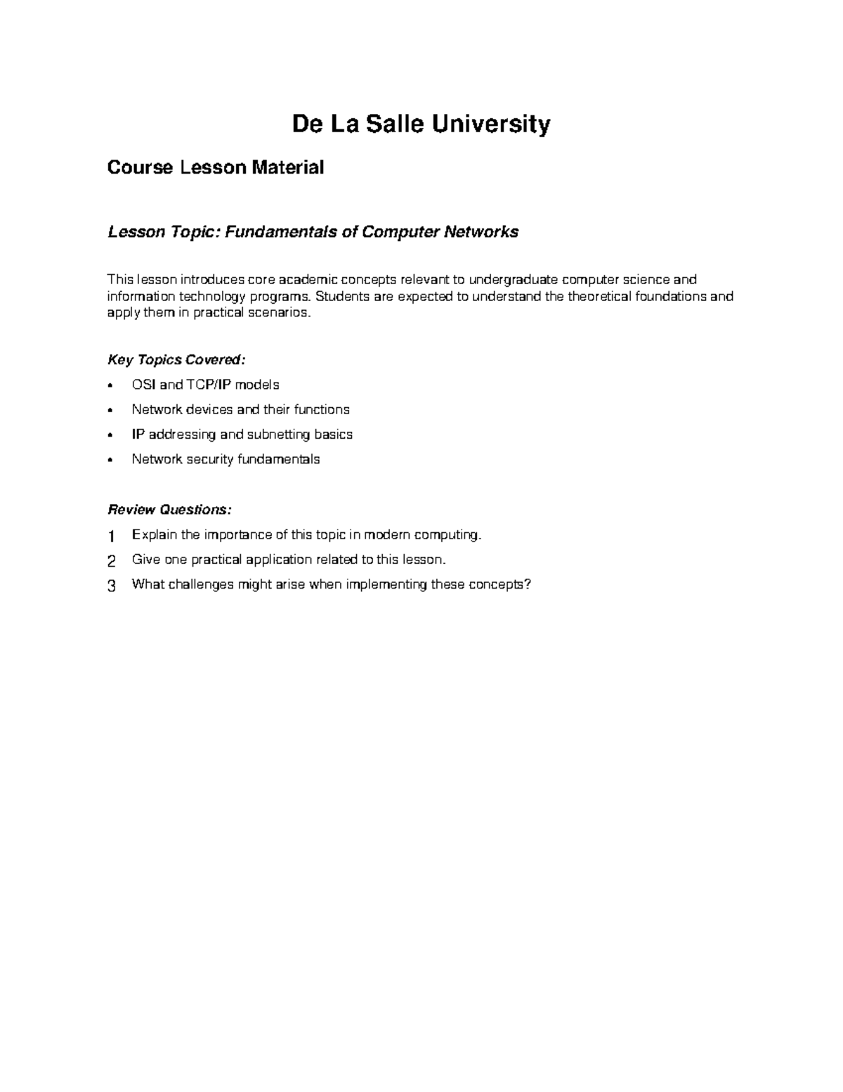 Dlsu academic lesson 2 - materials - De La Salle University Course ...