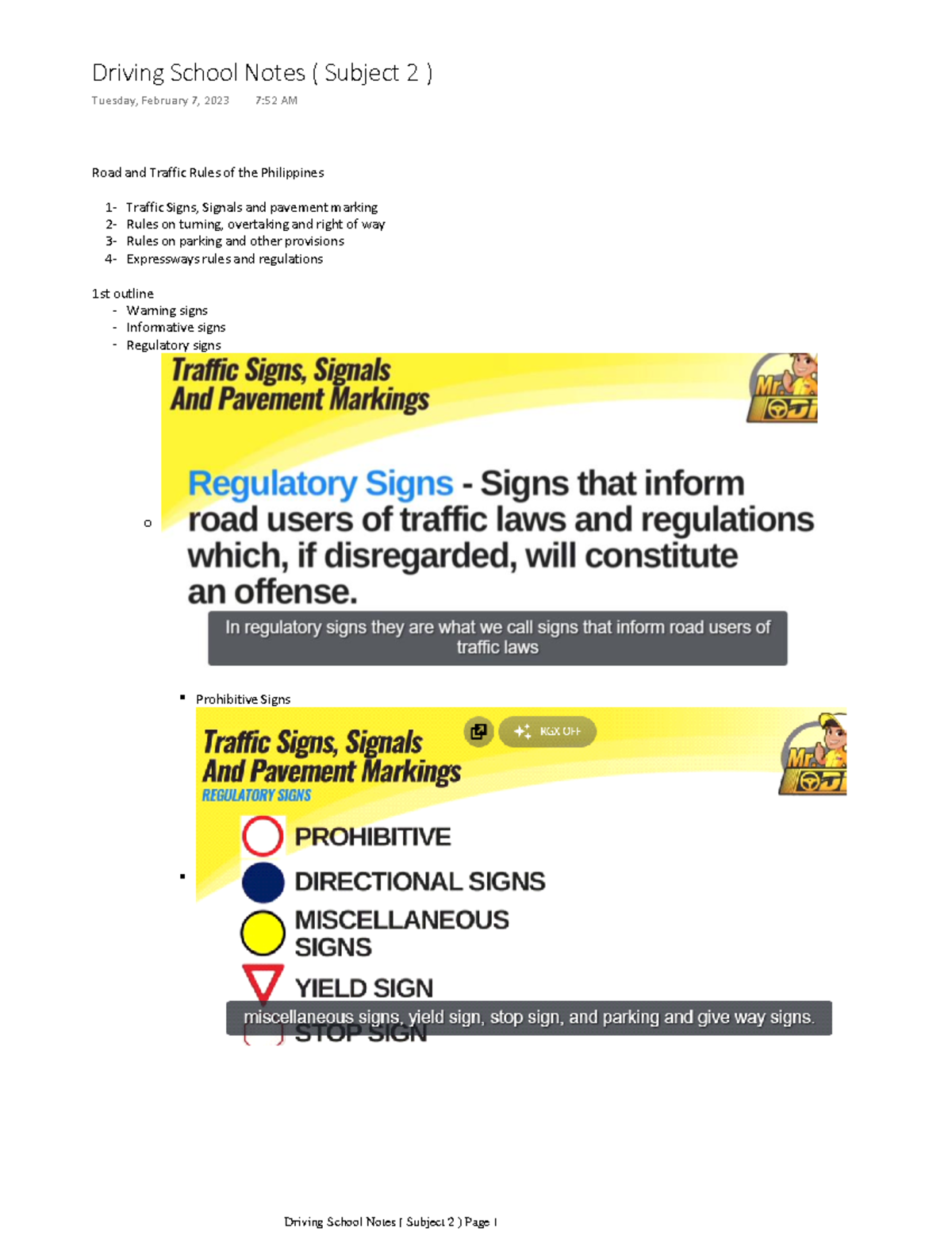 Driving School Notes (SUB2): Road & Traffic Rules in the Philippines ...