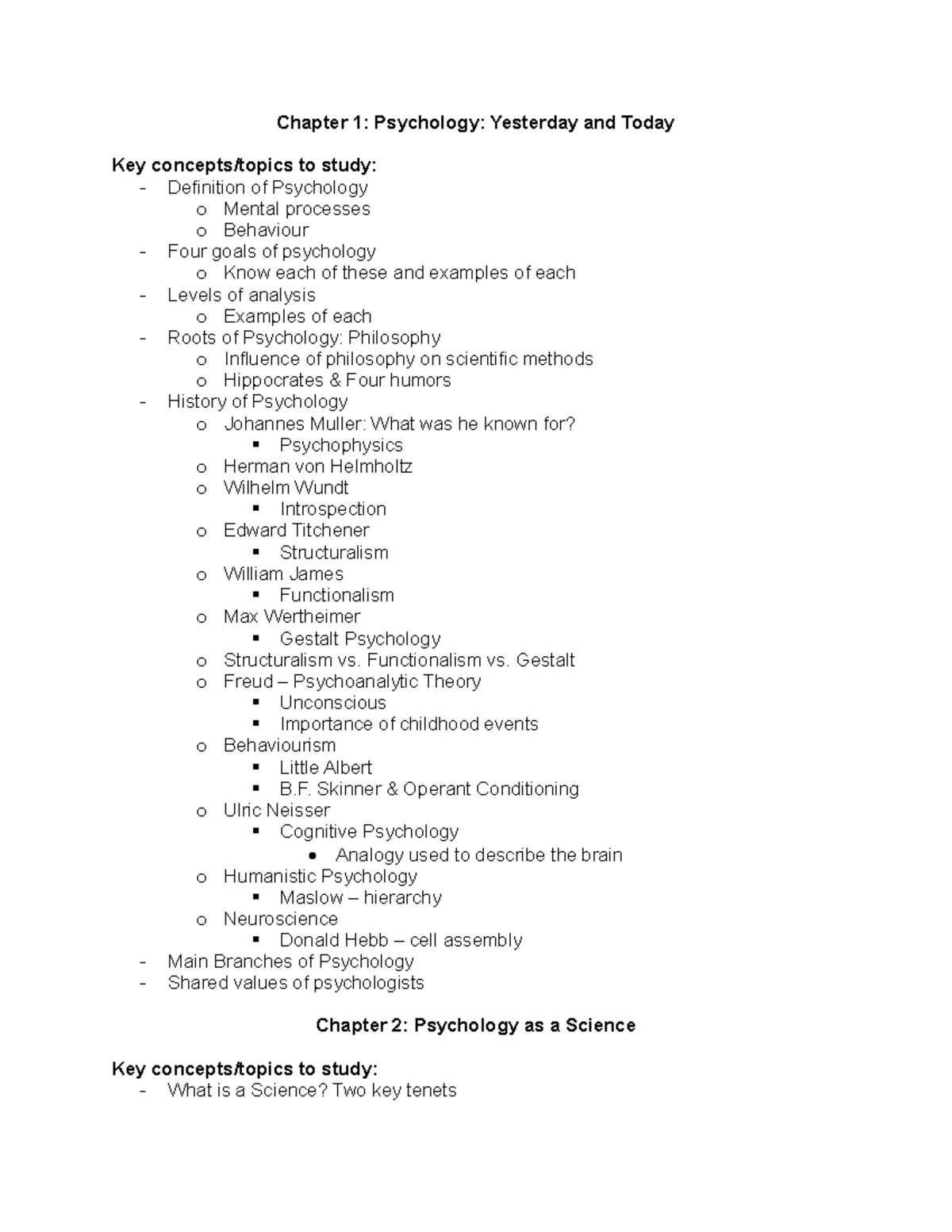 PSY 101: Exam 1 Study Guide - Key Concepts in Psychology and ...
