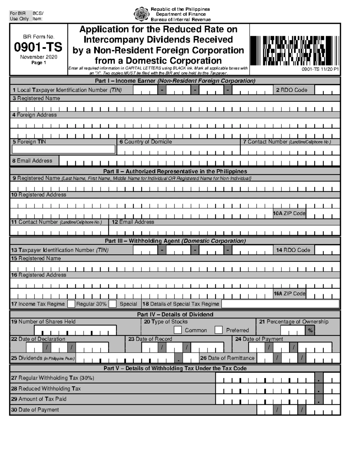 0901-D Final Exam - Application for Treaty Purposes (BIR Form) - Studocu