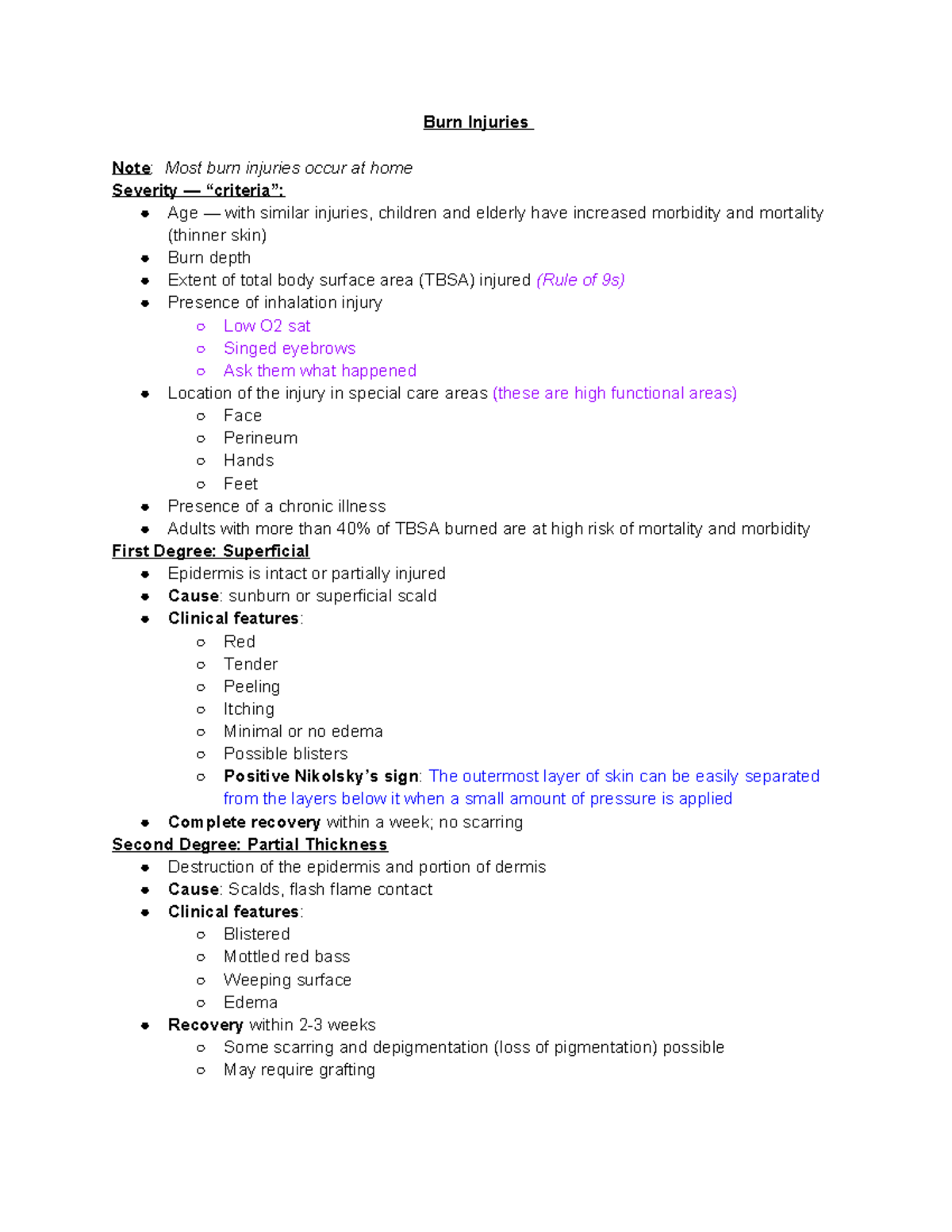 Critical Care Exam 3: Comprehensive Review of Burn Injuries and ...