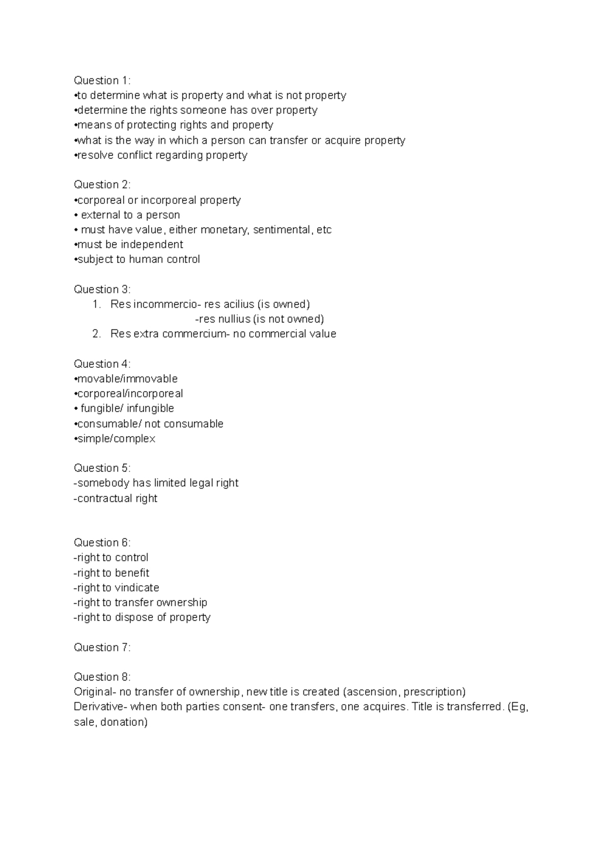 Property Law (Prop Law) - Key Concepts and Rights Summary - Studocu