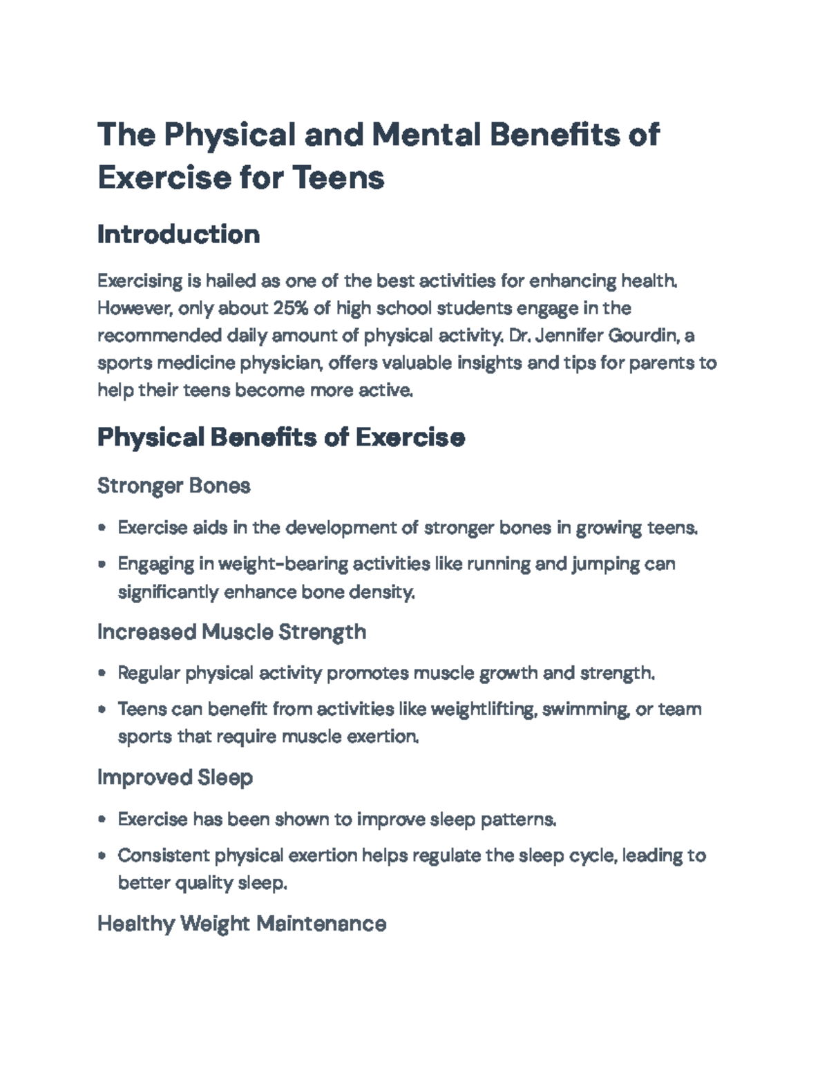The Physical and Mental Benefits of Exercise for Teens: Insights and ...