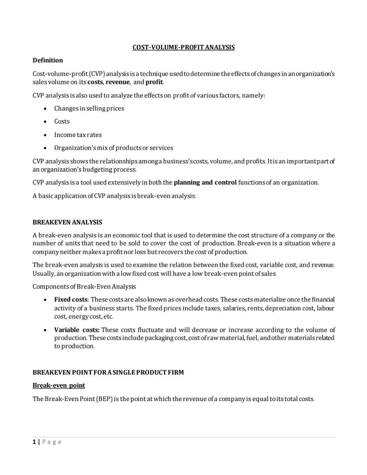 CVP Analysis - Key Concepts and Applications for Decision-Making - Studocu