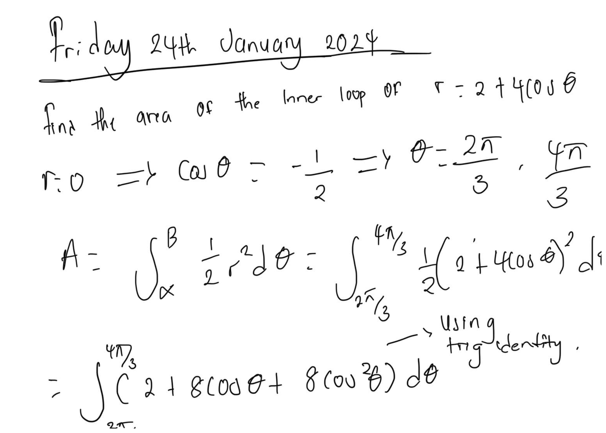 Math 2440 Final Exam: Area of Inner Loop and Trig Identities - Studocu