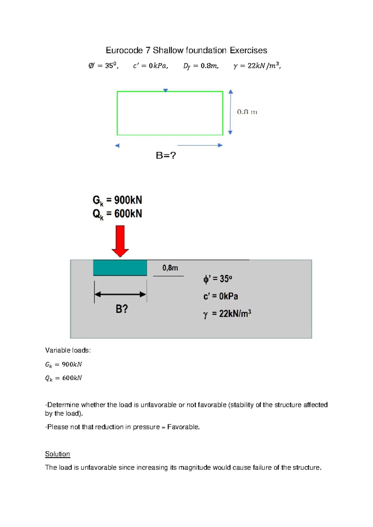 Exercise 5: Eurocode Design of Shallow Foundation Analysis - Studocu