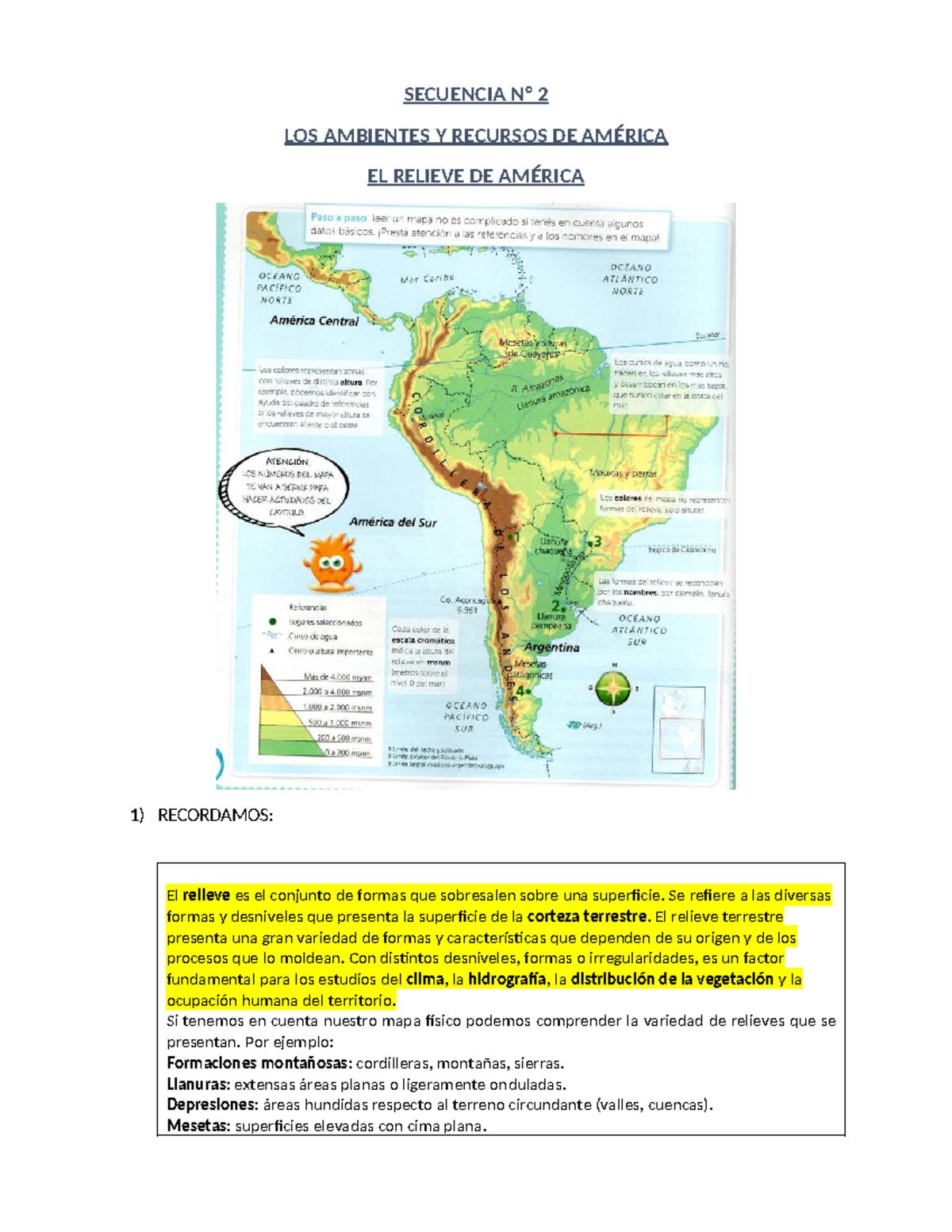 Actividades de Unidad 2: Relieve y Recursos de América 6TO - Document Preview