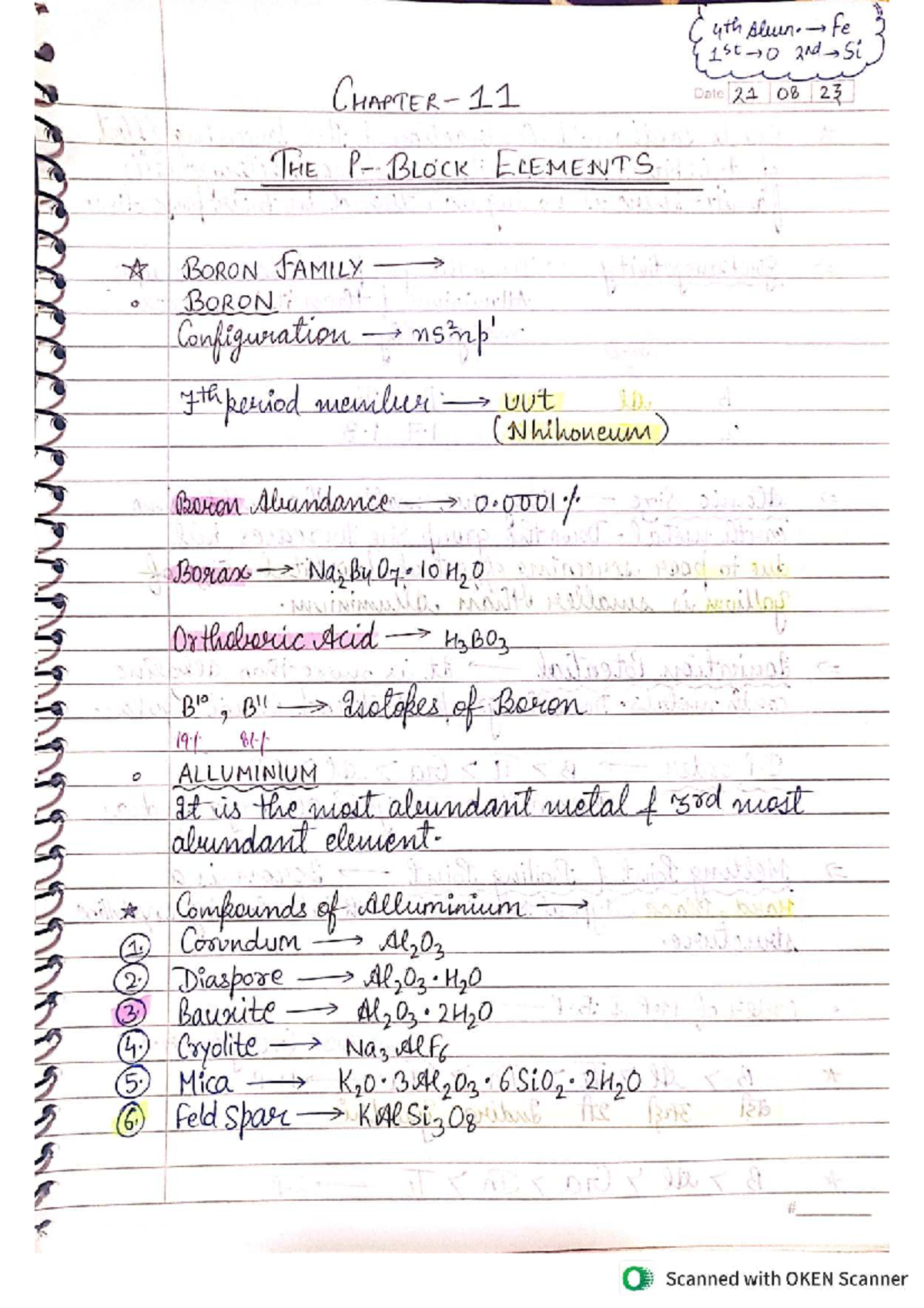 P Block Elements - XI Notes (Chemistry) - Studocu