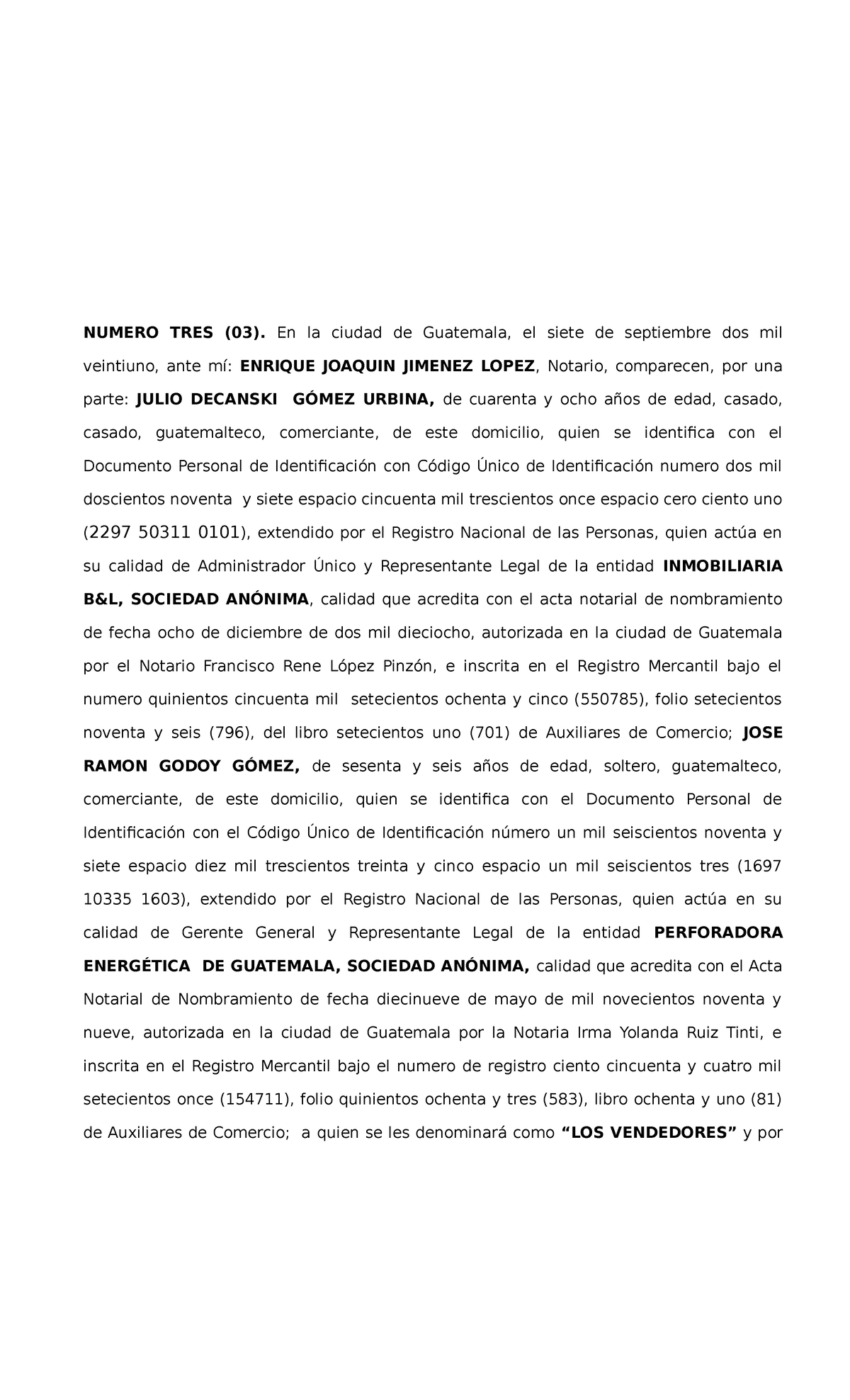 Escritura de Compraventa de Fracción de Bien Inmueble en Guatemala - Document Preview