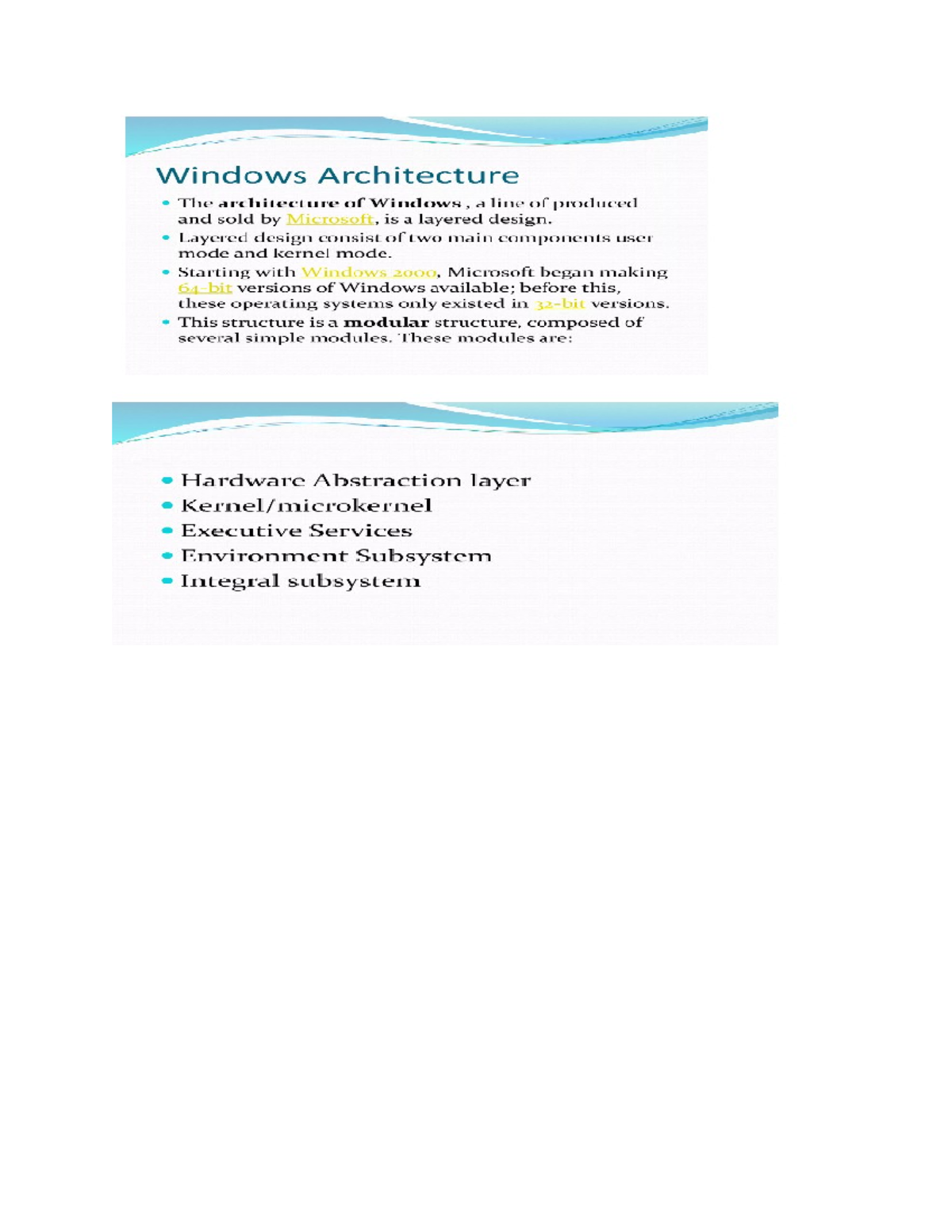 Windows Architecture Overview and Key Components Analysis - Studocu