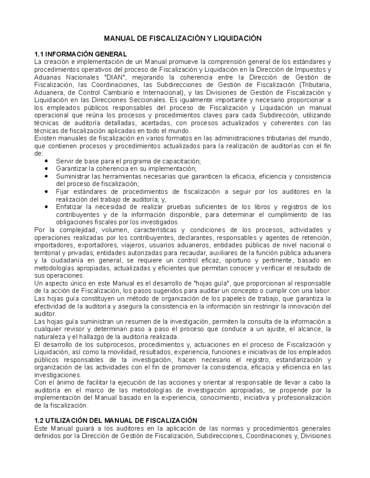 Manual de Fiscalización y Liquidación de la DIAN: Guía Completa - Document Preview