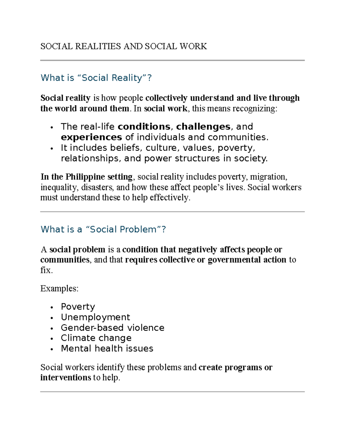 Philippine Social Realities in Social Work: Challenges & Solutions ...