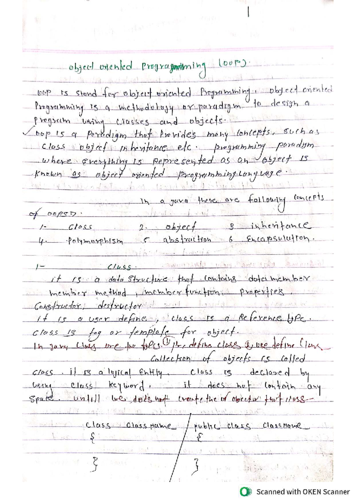 Java Notes: Understanding Object-Oriented Programming Concepts (CS101 ...