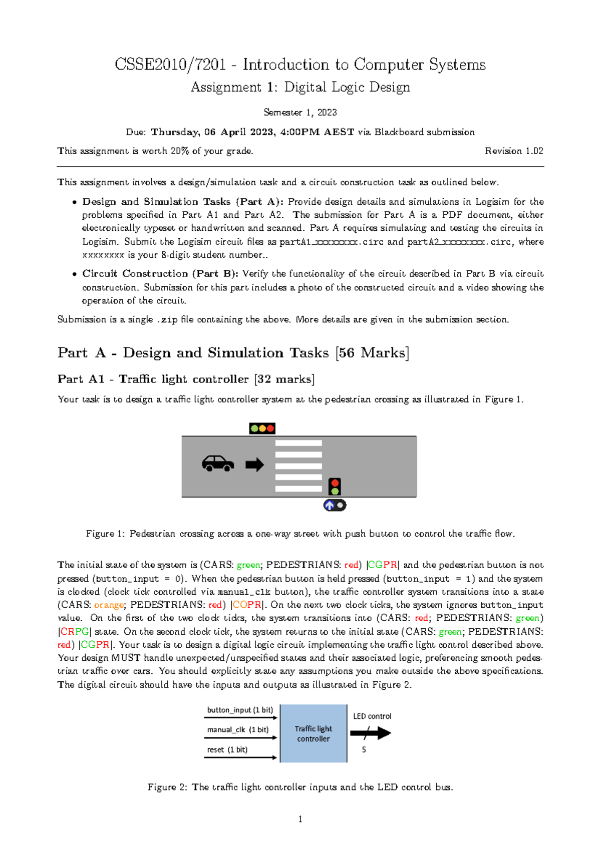 CSSE2010 2023 S1 Assignment 1: Digital Logic Design Overview - Studocu