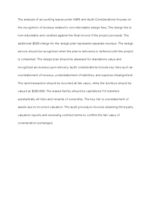 Financial Reporting 2 - note - Design Contracts** ASPE Section 3400 ...