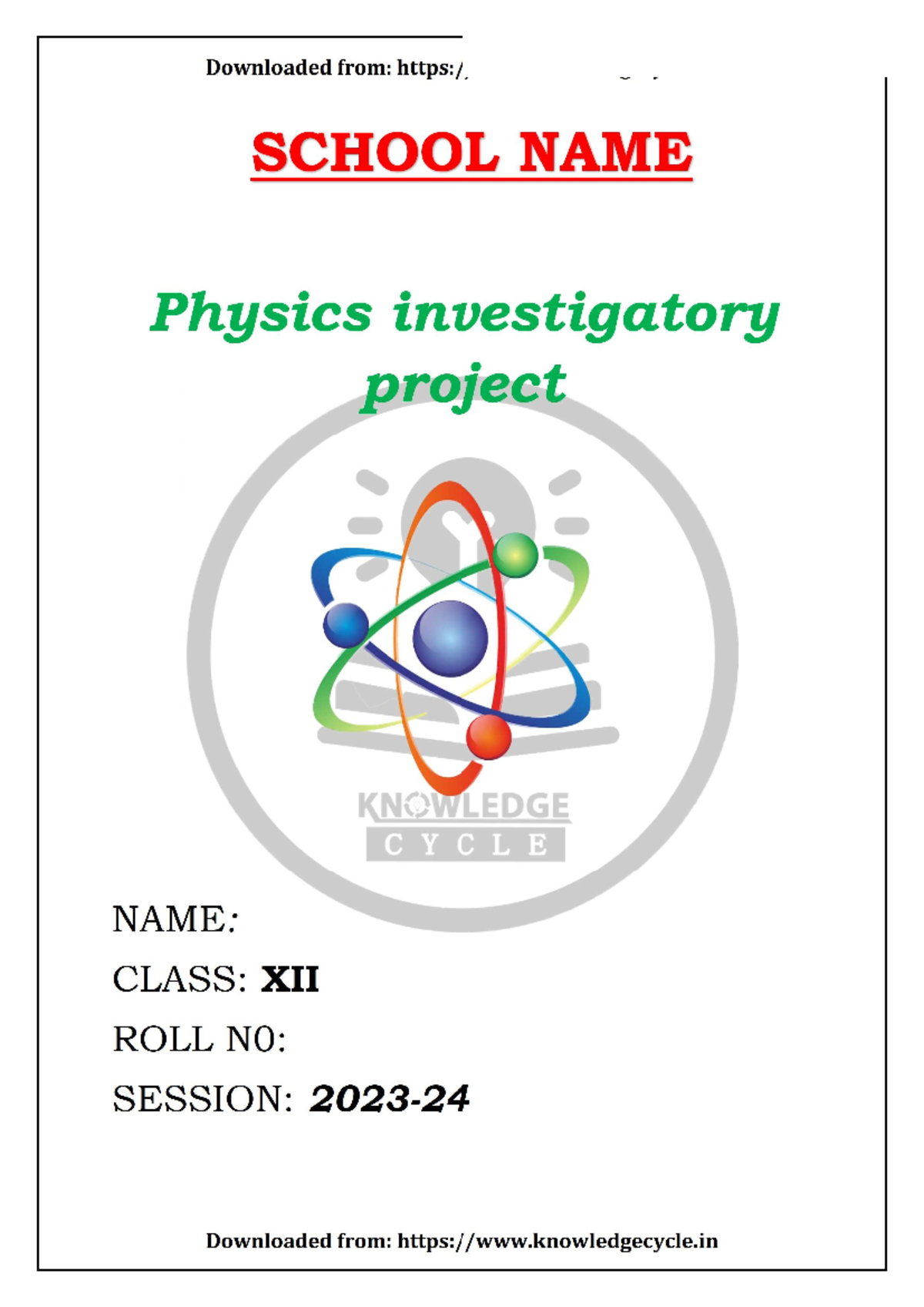 Electromagnetic Induction (P) - Downloaded from: SCHOOL NAME Physics ...