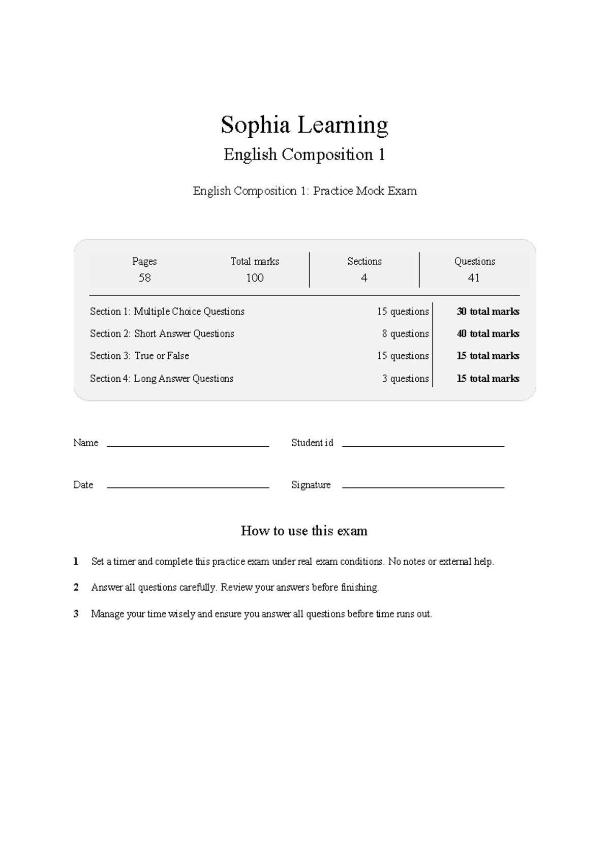 ENG1001 English Composition 1: Mock Exam Study Notes 2026 - Studocu