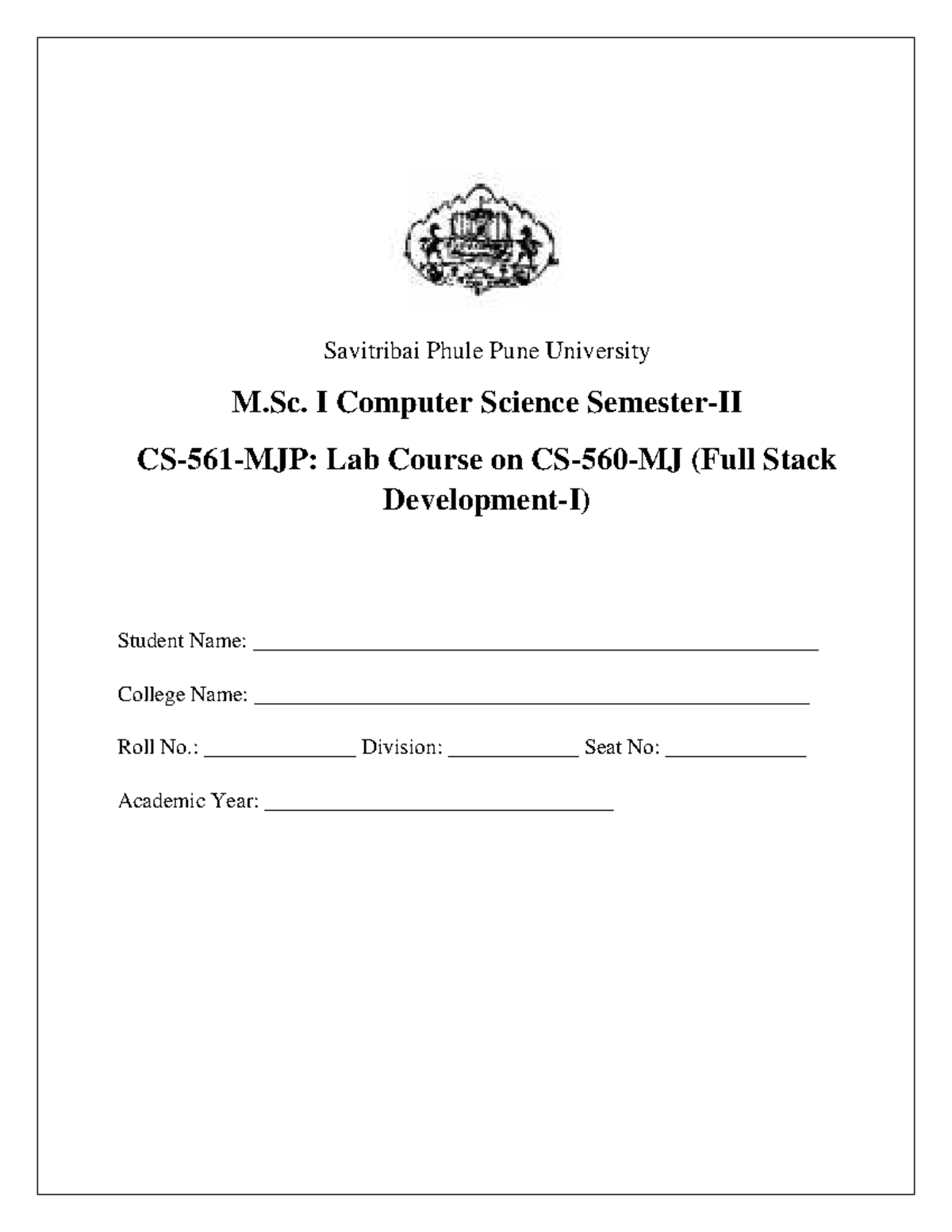 M.Sc. I Computer Science Lab: Full Stack Development Lab Book - Studocu