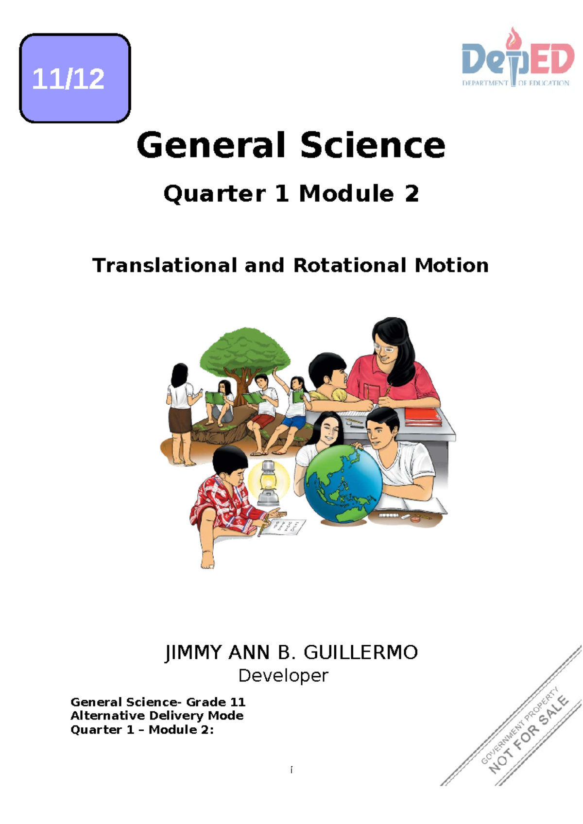 General Science G11 Module 2: Translational & Rotational Motion - Document Preview