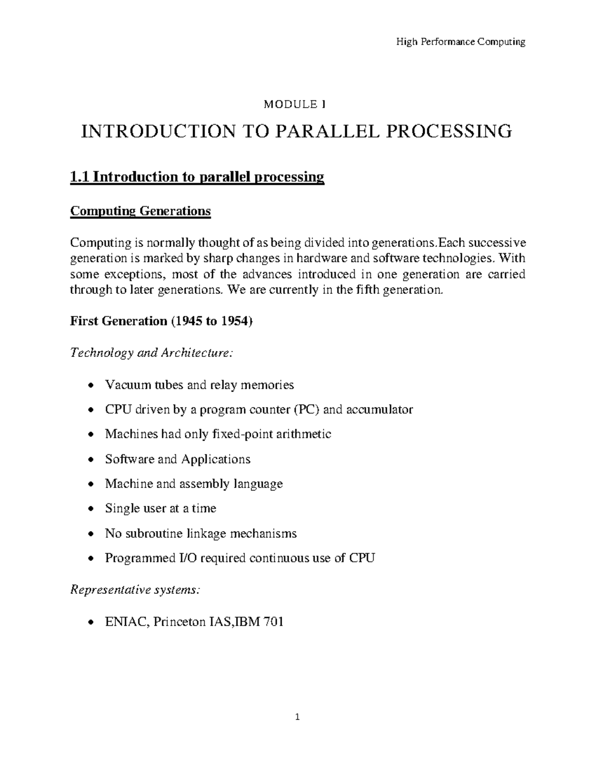 HIGH PERFORMANCE COMPUTING: Module 1 - Introduction to Parallel ...