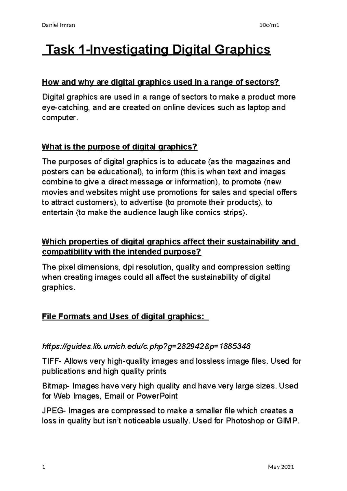 Task 1 - Investigating Digital Graphics in Various Sectors - BBBC - Studocu