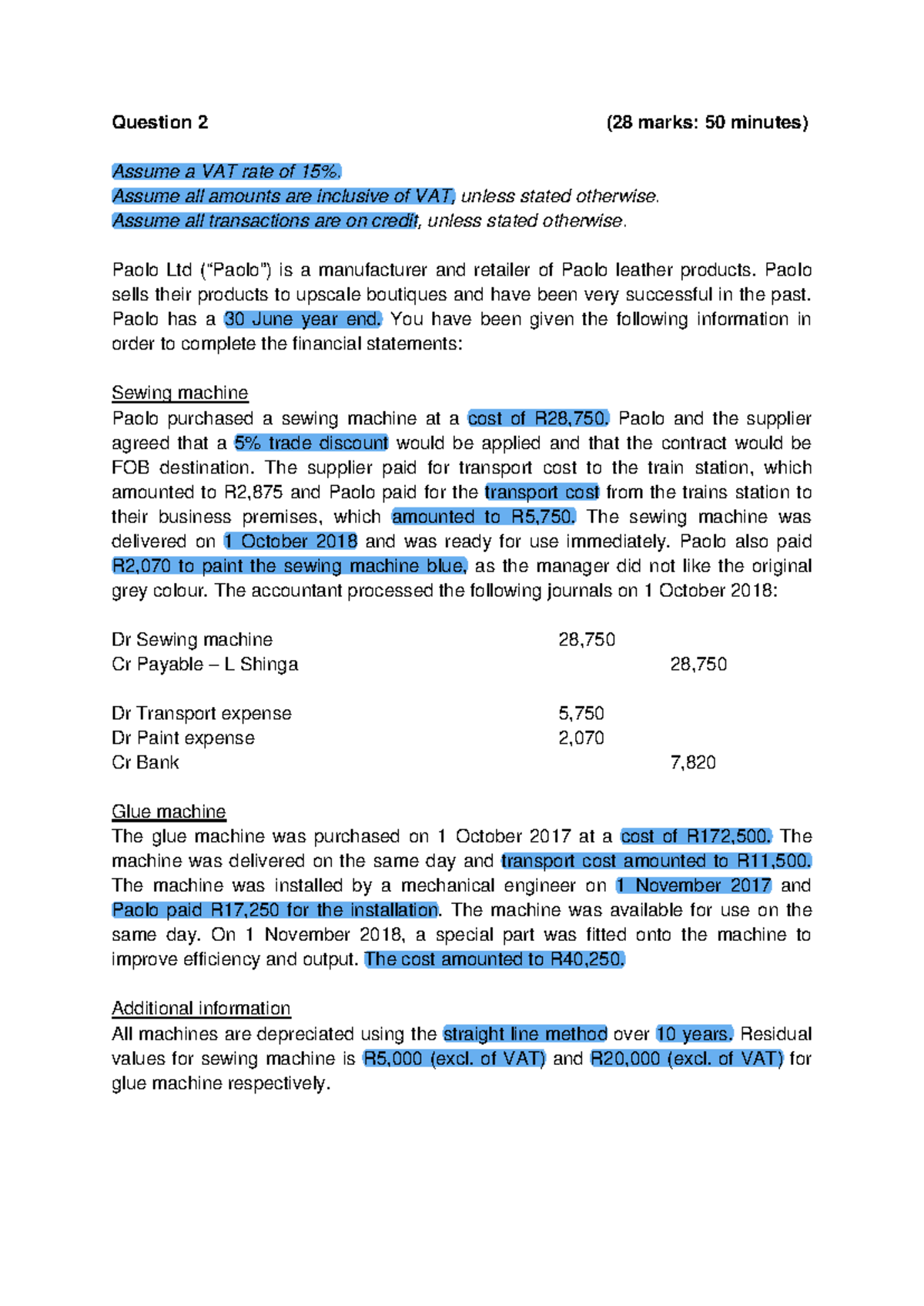 2019 FIA 132 Term Test 1: Financial Statements Analysis - Studocu