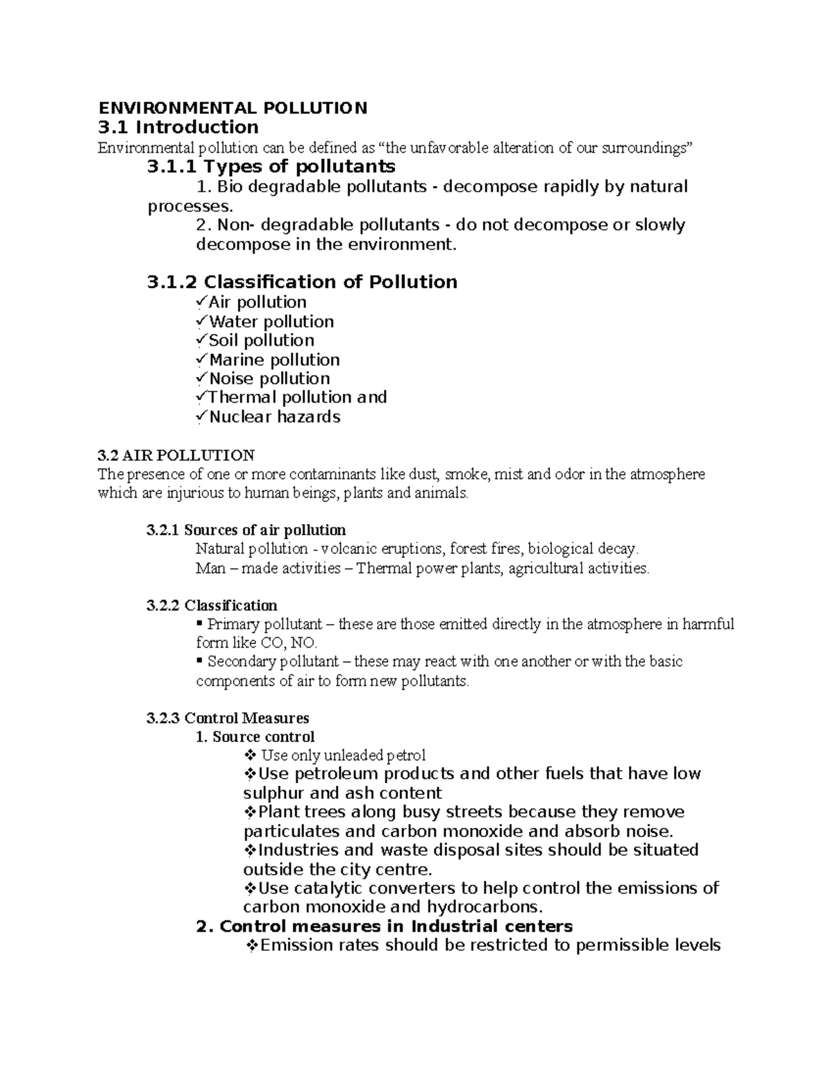 CE 122 - Comprehensive Overview of Environmental Pollution - Studocu
